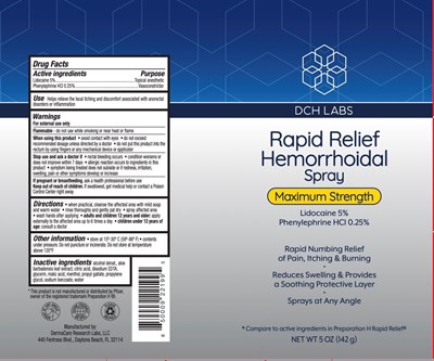 Label (Dch Preps 36 Rapid Relief Hem Spray)